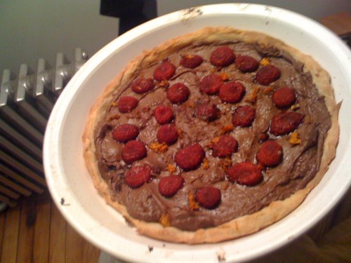 Raspberry Nutella pie with tangerine zest